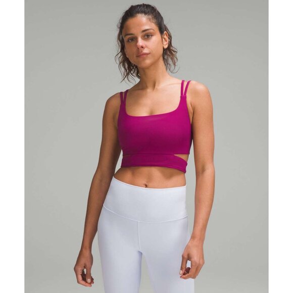 Lululemon Ribbed Nulu Strappy Yoga Longline Bra - Light Support A/B Cup - Sz 10 - Picture 3 of 7